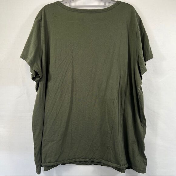 Torrid Army Green Neck Laced Short Sleeve Jersey Top 0677 - Picture 6 of 10